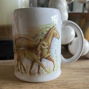 ENESCO 1980’s intercontinental greetings horse and foal coffee mug